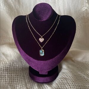 Unwritten Pave Crystal Heart & Genuine Abalone Necklace + Earrings 4-Piece Set